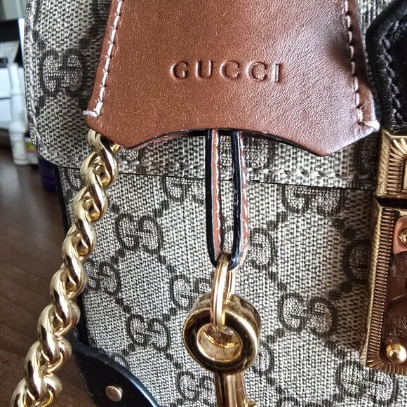 Rare GG Supreme Monogram Trunk Purse w/Bamboo Handle - Picture 7 of 8